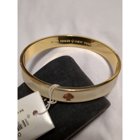 Kate Spade Cream Ivory Gold 12K Plated  Slip On Bangle Bracelet - Picture 2 of 4